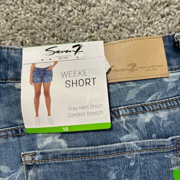 Seven7 Womens Weekend Short Floral Print Denim Size 10 Fray Hem Comfort Stretch - Picture 4 of 8